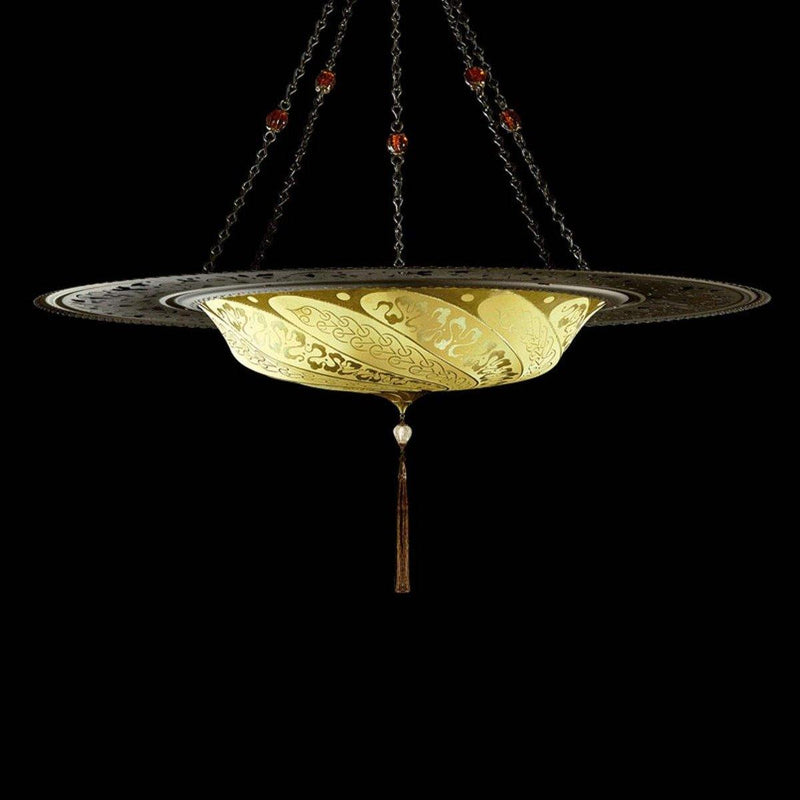 Ochre Serpentine Scudo Saraceno Silk Suspension with Metal Ring by Fortuny
