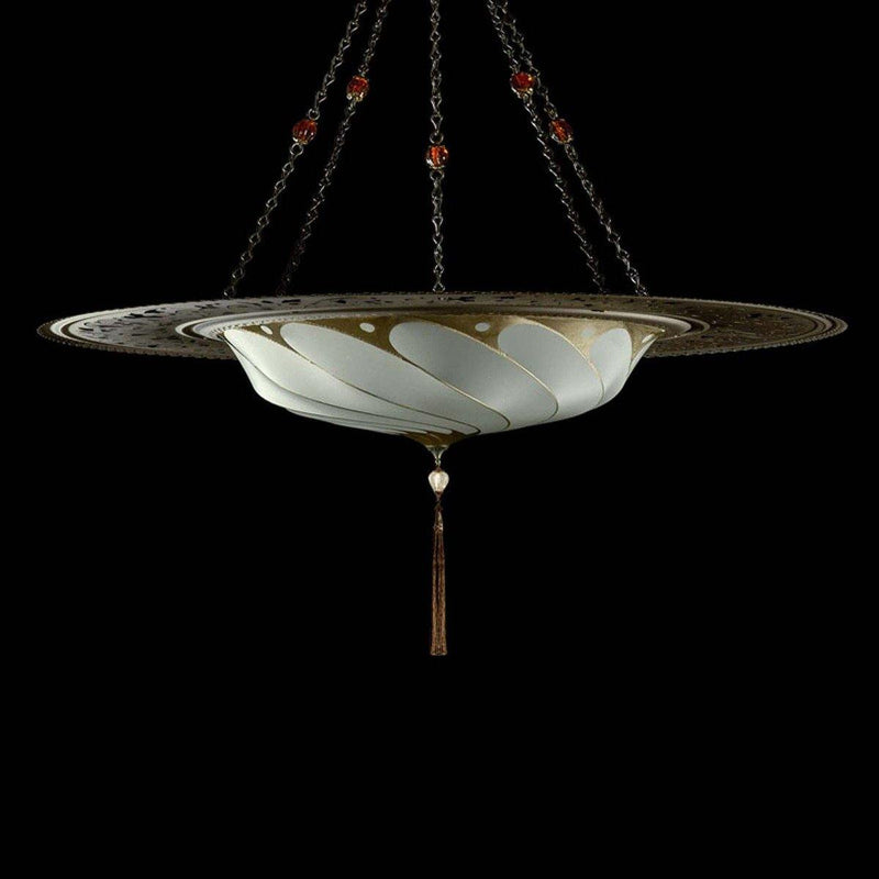 Sage Grey Plain Scudo Saraceno Silk Suspension with Metal Ring by Fortuny
