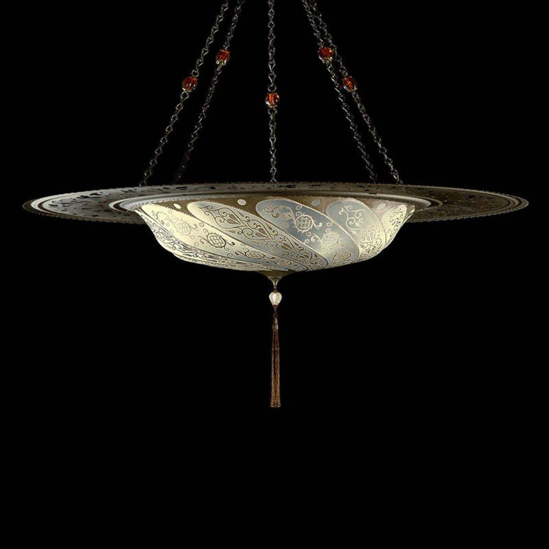 Sage Grey Classic Scudo Saraceno Silk Suspension with Metal Ring by Fortuny
