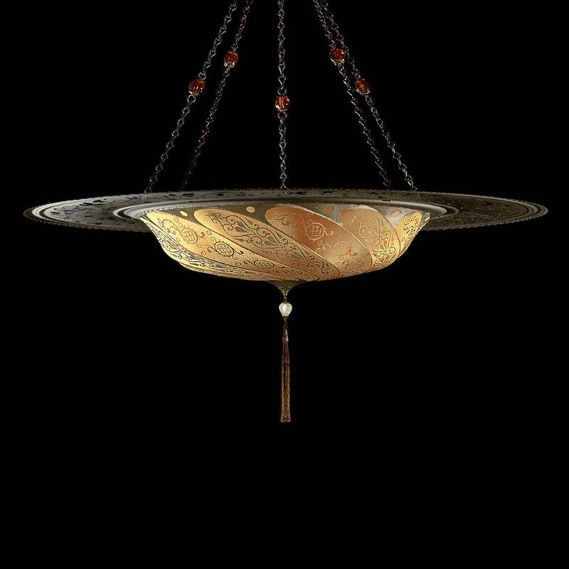 Salmon Classic Scudo Saraceno Silk Suspension with Metal Ring by Fortuny
