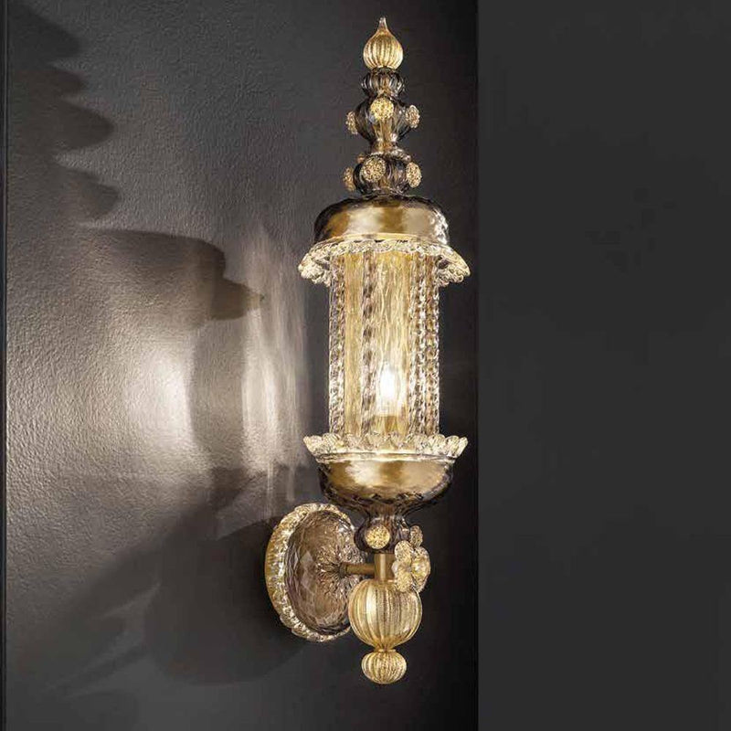 Bucintoro Wall Light by Sylcom, Color: Milk White Clear - Sylcom, Finish: Gold, Size: Small | Casa Di Luce Lighting