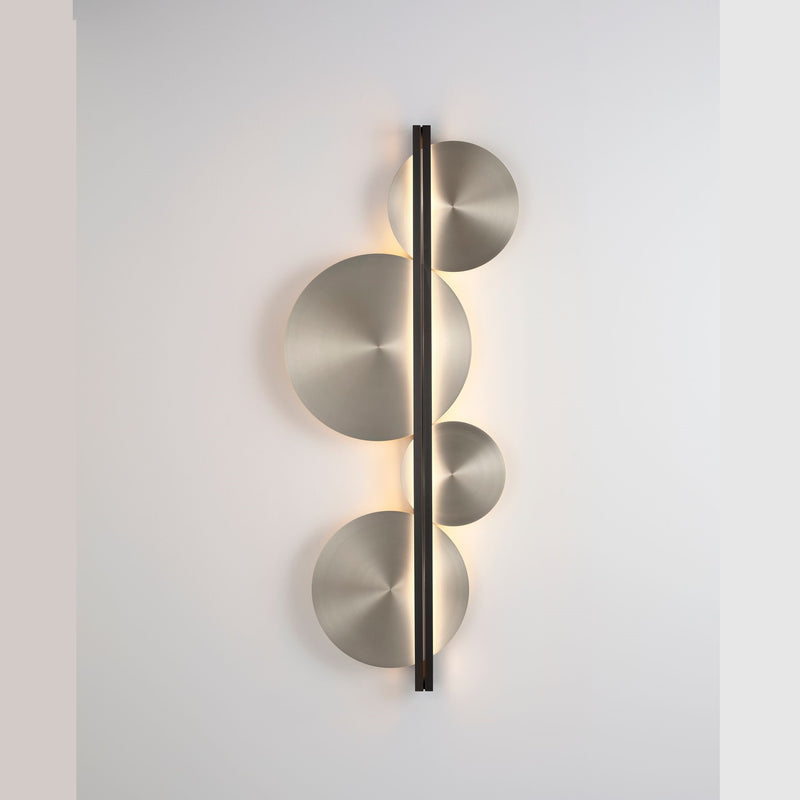Strate Moon Wall Light By CVL, Finish: Satin Graphite, Color: Satin Nickel