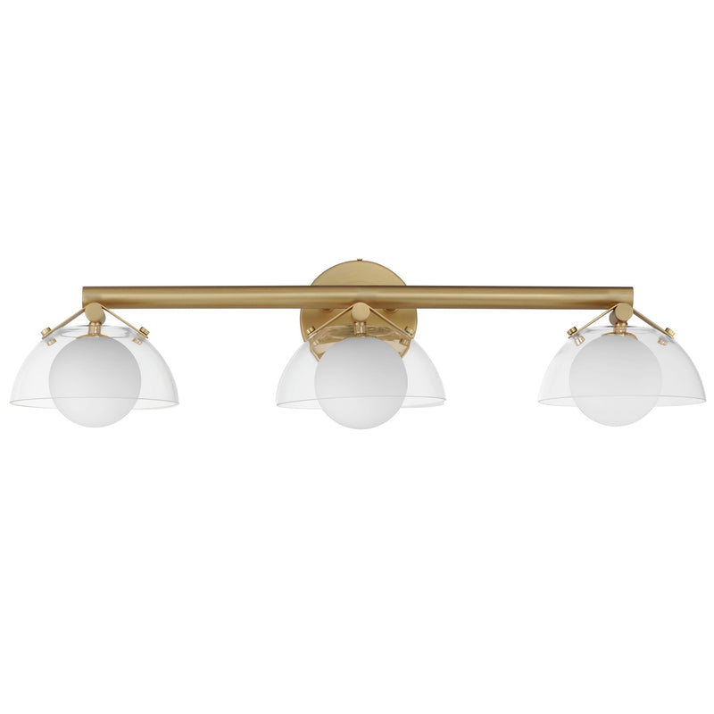 Domain 3 Light Wall Sconce By Studio M, Finish: Natural Aged Brass, Shades Color: Clear