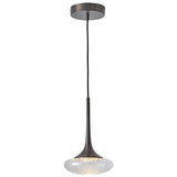 Louis Pendant By CVL, Finish: Satin Graphite, Glass Type: Clear And Patterned, Size: X Small