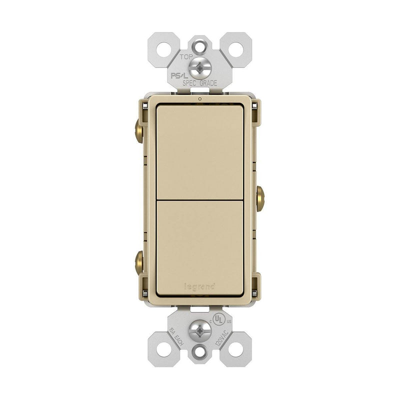 Ivory Radiant Two Single Pole Switches by Legrand Adorne
