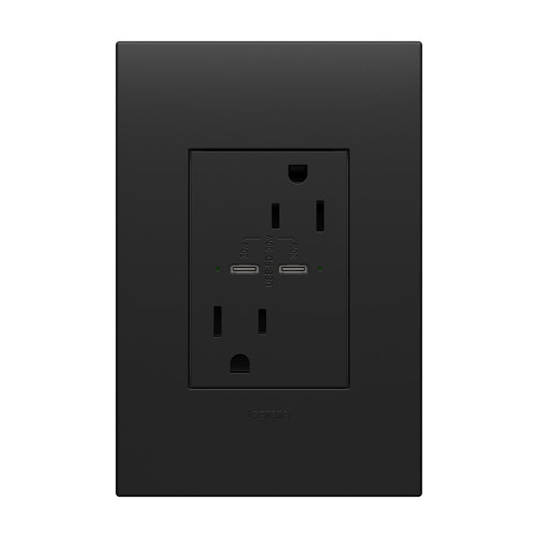 Adorne 15A Tamper Resistant Receptacle Ultra Fast 30 Watts of Power Delivery USB