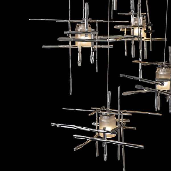 Frosted-Sterling Tura Multi Light Suspension by Hubbardton Forge