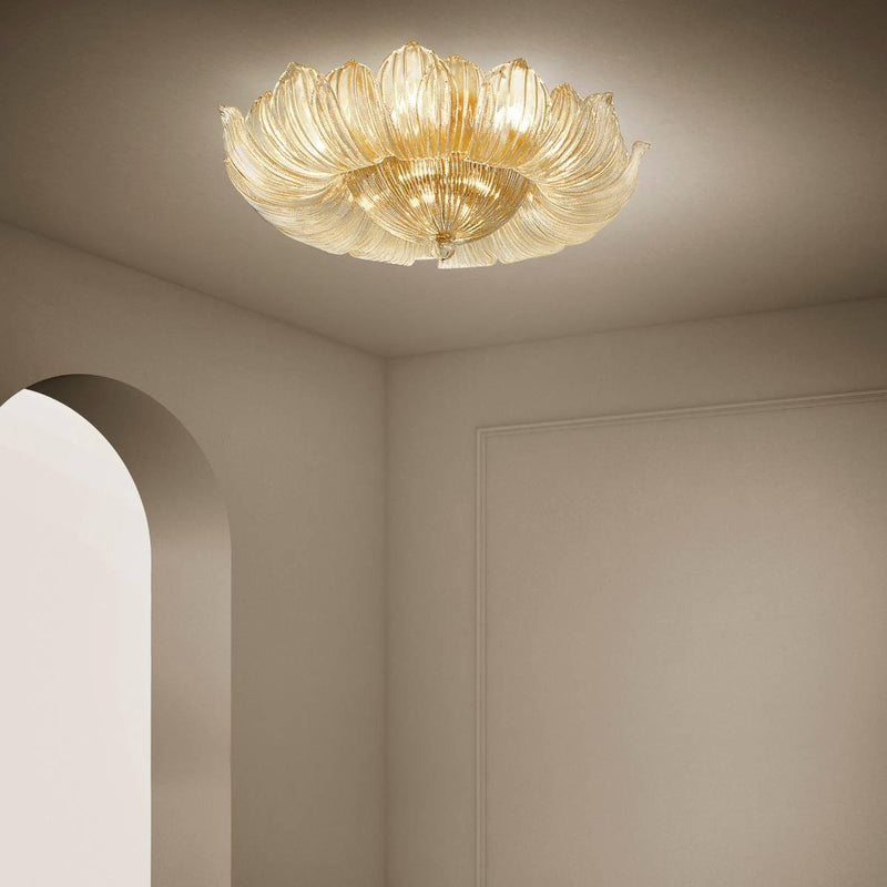 Loredan Ceiling Light by Sylcom, Color: Amber Graniglia - Sylcom, Finish: Polish Gold, Size: Small | Casa Di Luce Lighting