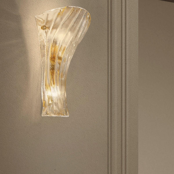 Loredan Wall Sconce by Sylcom, Color: Clear, Amber Graniglia - Sylcom, Clear Graniglia - Sylcom, 24 Kt Gold - Sylcom, Finish: White, Polish Gold, Number of Lights: 1, 2 | Casa Di Luce Lighting
