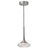 Louis Pendant By CVL, Finish: Satin Nickel, Glass Type: Clear And Patterned, Size: X Small