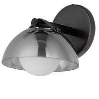 Domain Wall Sconce By Studio M, Finish: Black Chrome, Shade Color: Mirror Smoke