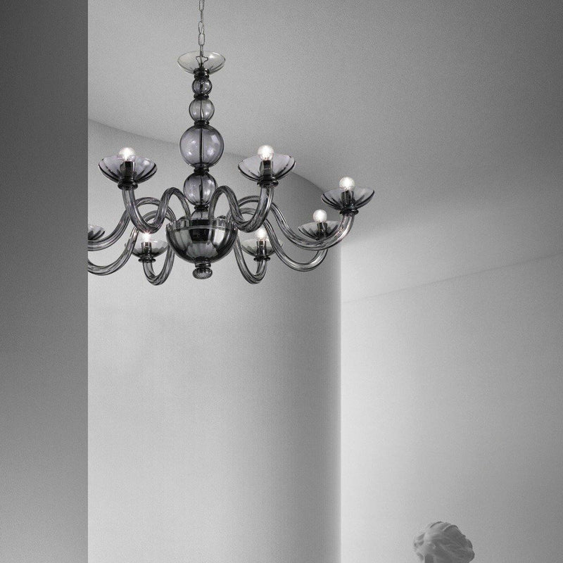 Candiano Chandelier by Sylcom, Color: Grey, Finish: Polish Chrome, Number of Lights: 8 XL | Casa Di Luce Lighting