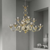 Candiano Two-Tier Chandelier by Sylcom, Color: Ocean - Sylcom, Finish: Polish Gold, Number of Lights: 4+8 | Casa Di Luce Lighting
