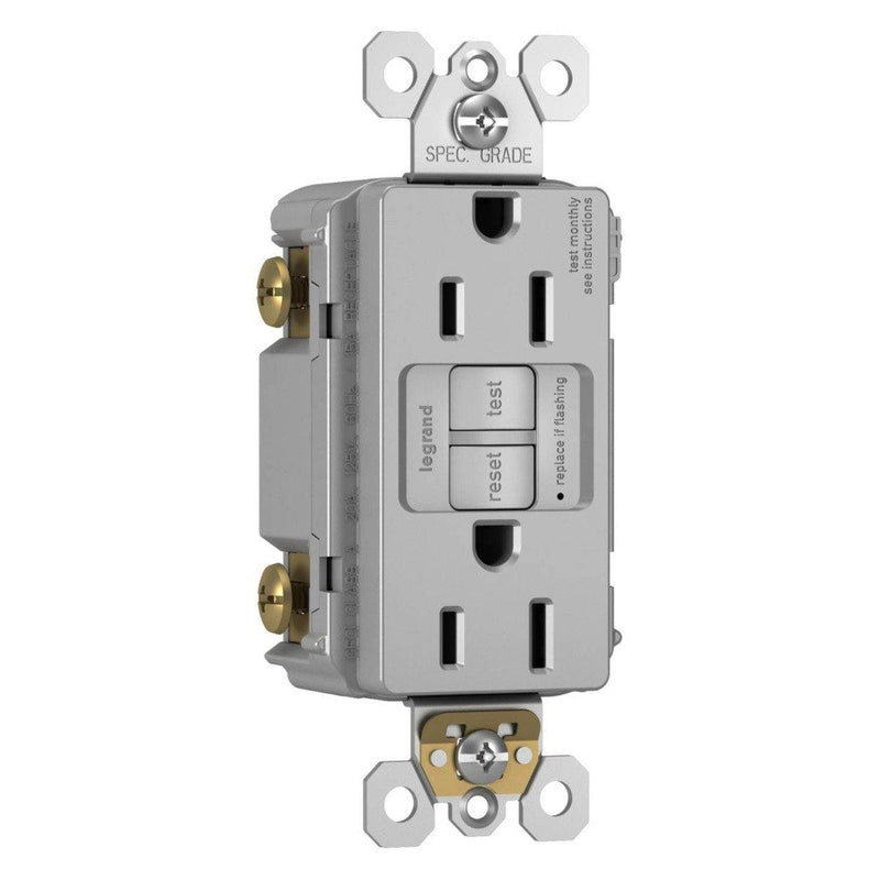 Gray Radiant Spec Grade 15A Tamper Resistant Self Test GFCI Receptacle by Legrand Radiant

