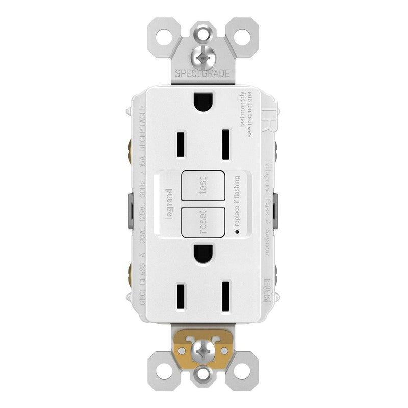 White Radiant Spec Grade 15A Tamper Resistant Self Test GFCI Receptacle by Legrand Radiant
