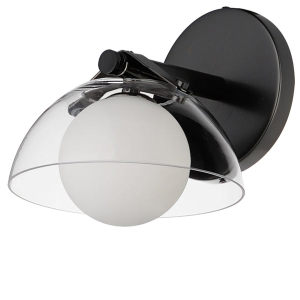 Domain Wall Sconce By Studio M, Finish: Black Chrome, Shade Color: Clear