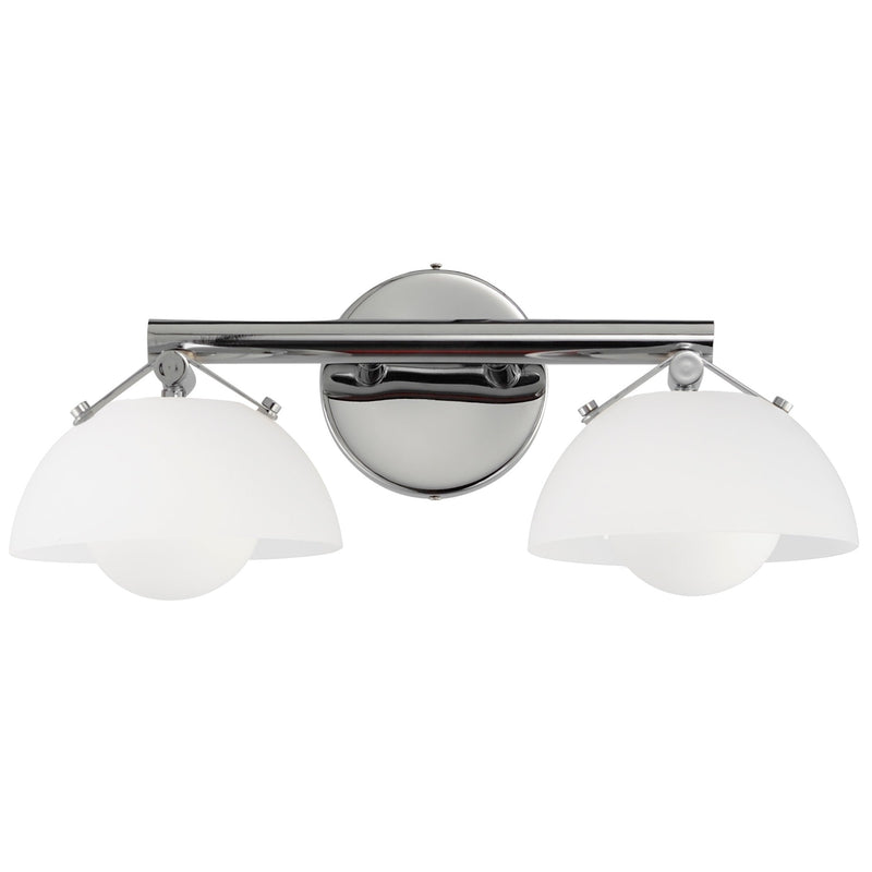 Domain 2 Light Wall Sconce By Studio M, Finish: Polished Chrome, Shades Color: Frosted