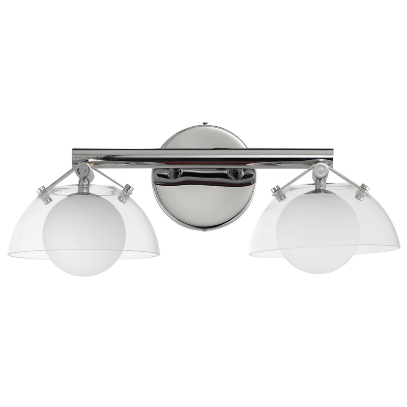 Domain 2 Light Wall Sconce By Studio M, Finish: Polished Chrome, Shades Color: Clear