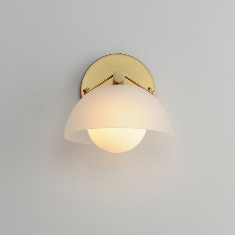 Domain Wall Sconce By Studio M, Finish: Natural Aged Brass, Shade Color: Frosted