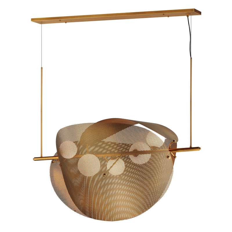 Chips Linear Suspension By Studio M, Finish: Natural Aged Brass