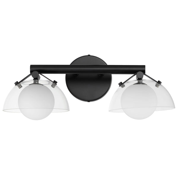 Domain 2 Light Wall Sconce By Studio M, Finish: Black, Shades Color: Clear