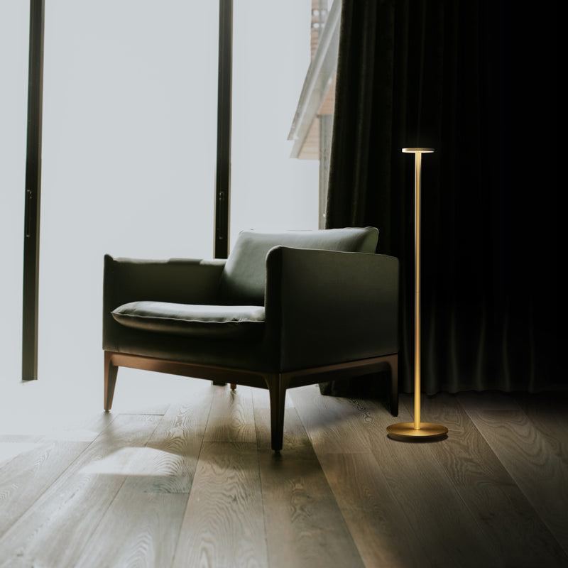 Luci Floor Lamp By Pablo, Finish: Brass