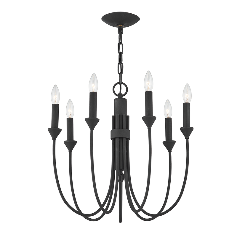 Cate Chandelier By Troy Lighting, Size: Small, Finish: Forged Iron