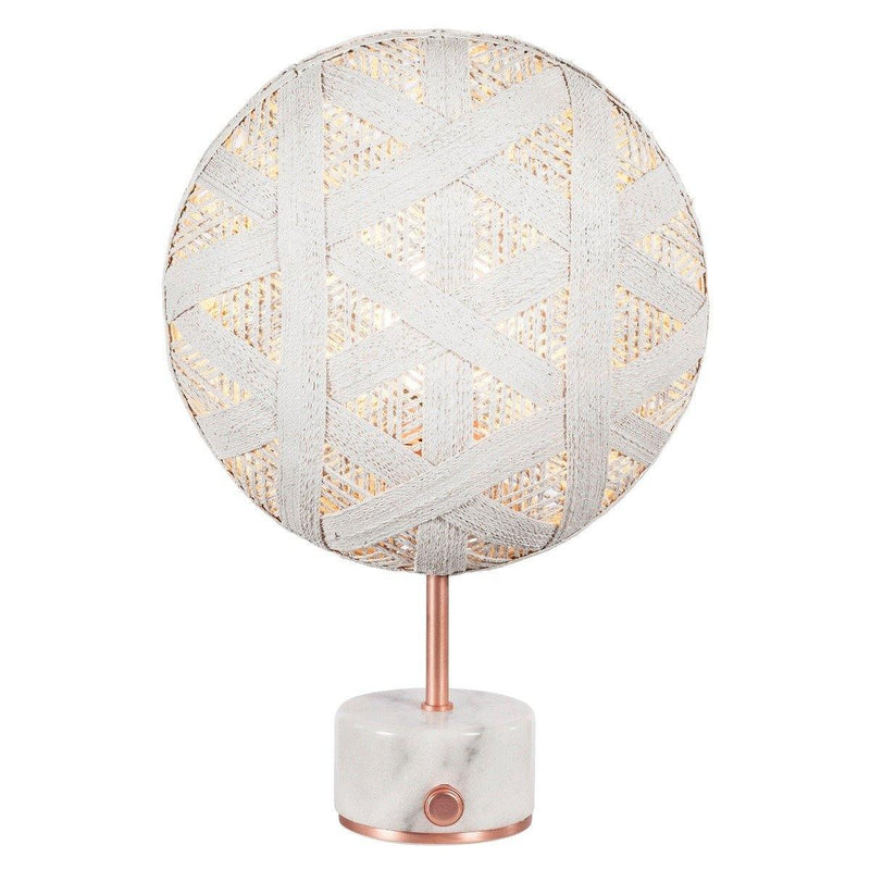 Chanpen Hexagon Table Lamp by Forestier, Color: White, Finish: Copper, Size: Small | Casa Di Luce Lighting