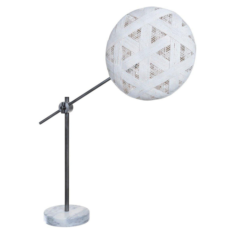 Chanpen Hexagon Desk lamp by Forestier, Color: White, Finish: Gunmetal - Tech, Size: Large | Casa Di Luce Lighting