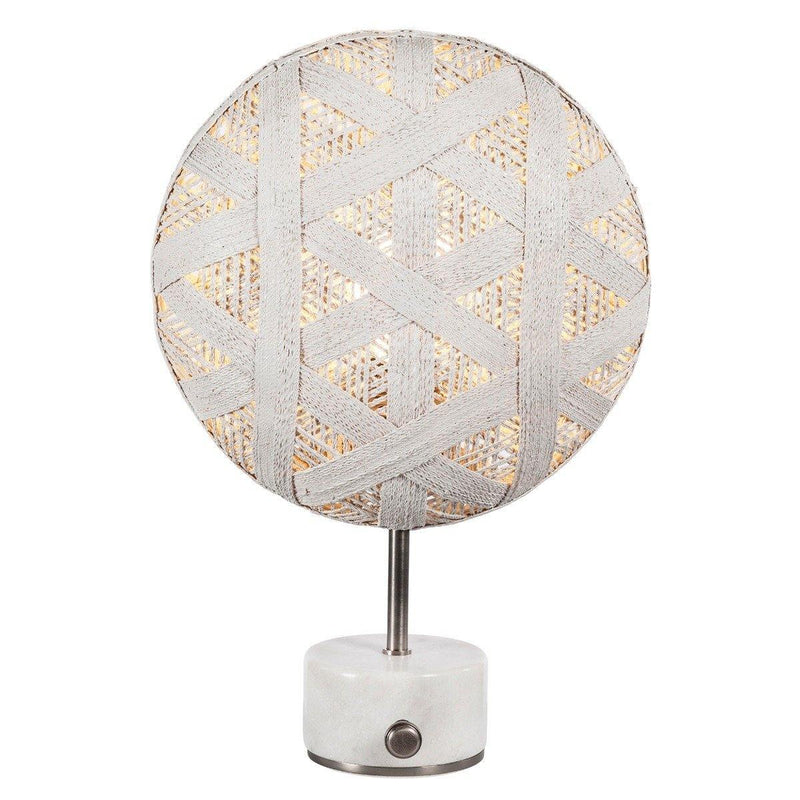 Chanpen Hexagon Table Lamp by Forestier, Color: White, Finish: Gunmetal - Tech, Size: Small | Casa Di Luce Lighting