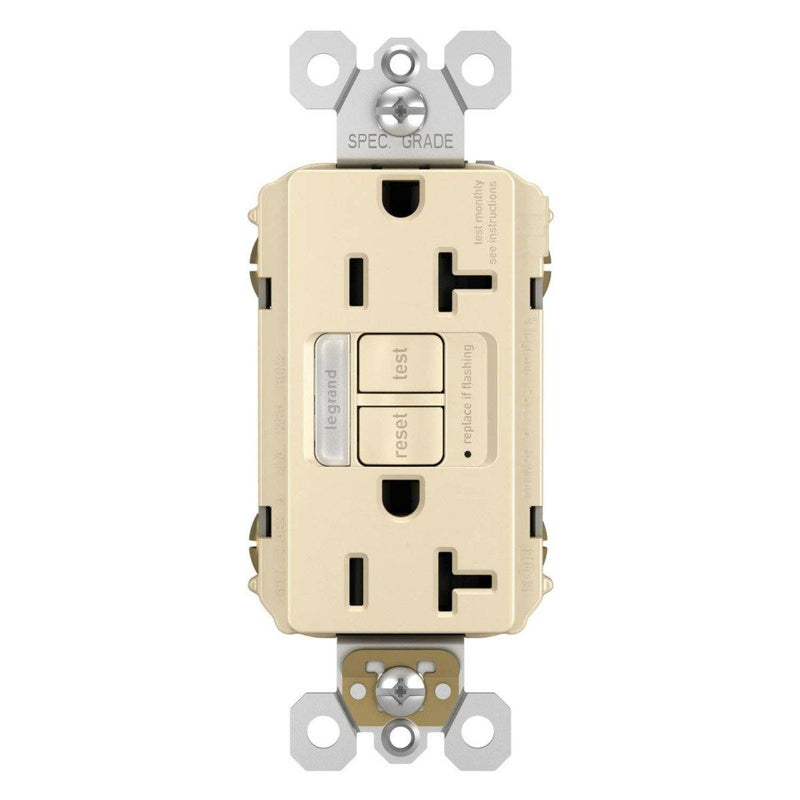 Ivory Radiant 20A Tamper Resistant Self Test GFCI Outlet with Night Light by Legrand Radiant