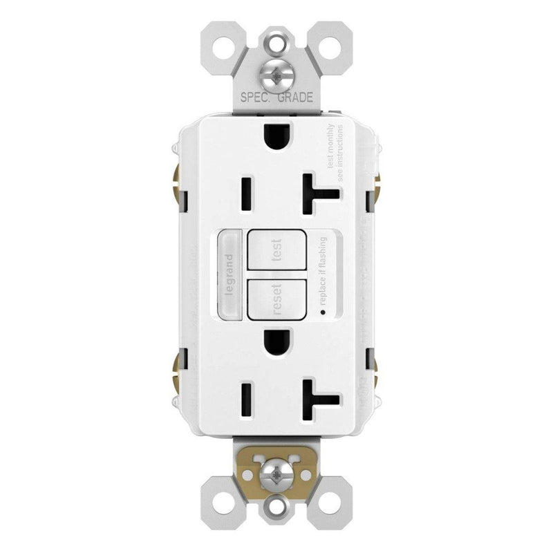 White Radiant 20A Tamper Resistant Self Test GFCI Outlet with Night Light by Legrand Radiant