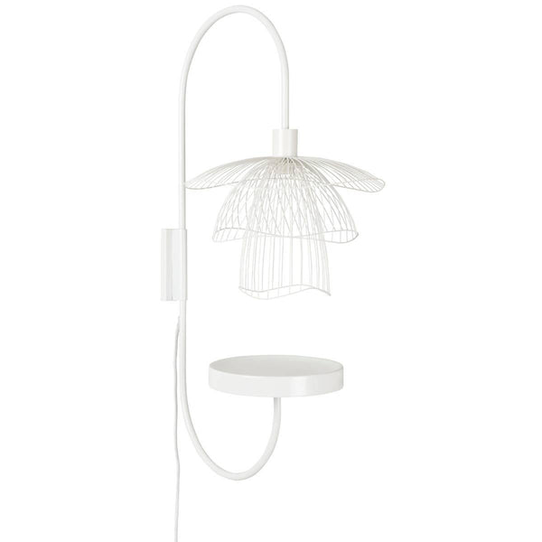 White Papillon Wall Sconce with Shelf by Forestier
