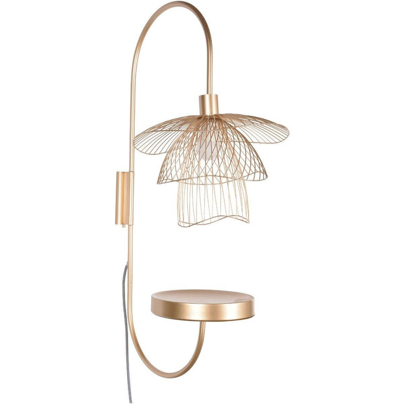 Champagne Papillon Wall Sconce with Shelf by Forestier

