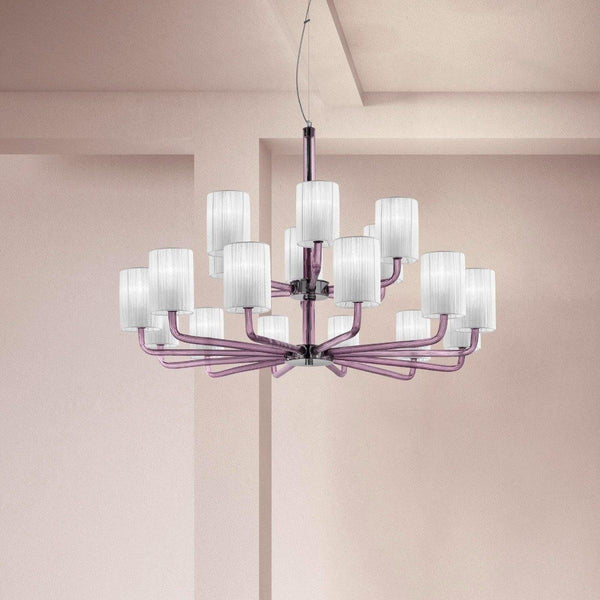 Can Can Two-Tier Chandelier by Sylcom, Color: Clear, Smoke - Vistosi, Grey, Blue, Ocean - Sylcom, Milk White Clear - Sylcom, Milk White Ivory - Sylcom, Amethyst, Number of Lights: 3+9, 6+12,  | Casa Di Luce Lighting