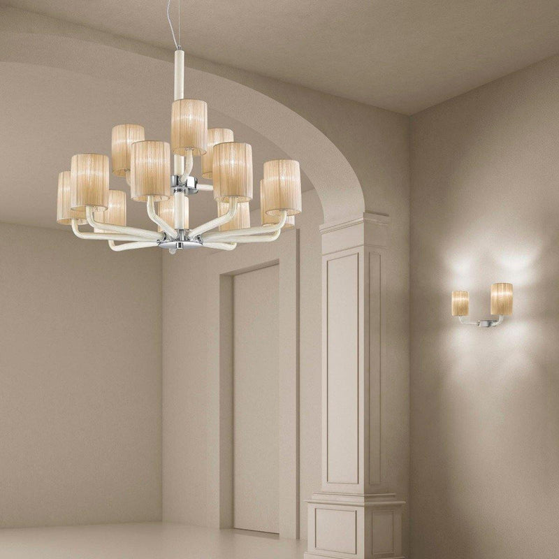 Can Can Two-Tier Chandelier by Sylcom, Color: Clear, Smoke - Vistosi, Grey, Blue, Ocean - Sylcom, Milk White Clear - Sylcom, Milk White Ivory - Sylcom, Amethyst, Number of Lights: 3+9, 6+12,  | Casa Di Luce Lighting