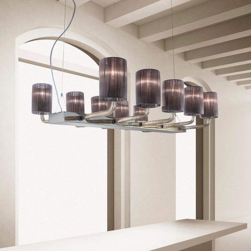 Can Can Double Linear Chandelier by Sylcom, Color: Ocean - Sylcom, Number of Lights: 6,  | Casa Di Luce Lighting