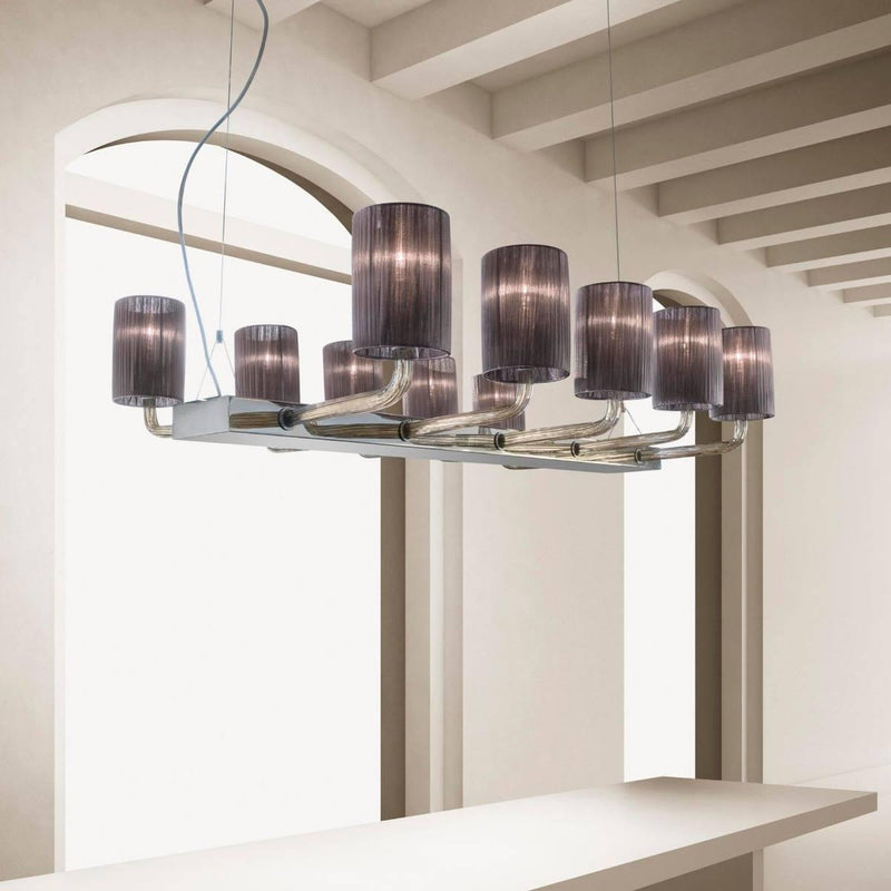 Can Can Double Linear Chandelier by Sylcom, Color: Clear, Smoke - Vistosi, Grey, Blue, Ocean - Sylcom, Milk White Clear - Sylcom, Milk White Ivory - Sylcom, Amethyst, Number of Lights: 6, 10,  | Casa Di Luce Lighting