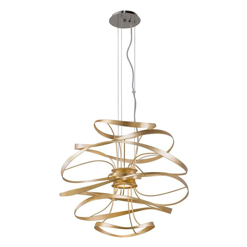 Calligraphy Chandelier by Corbett, Finish: Gold Leaf with Polished Stainless-Corbett Lighting, Size: Small,  | Casa Di Luce Lighting