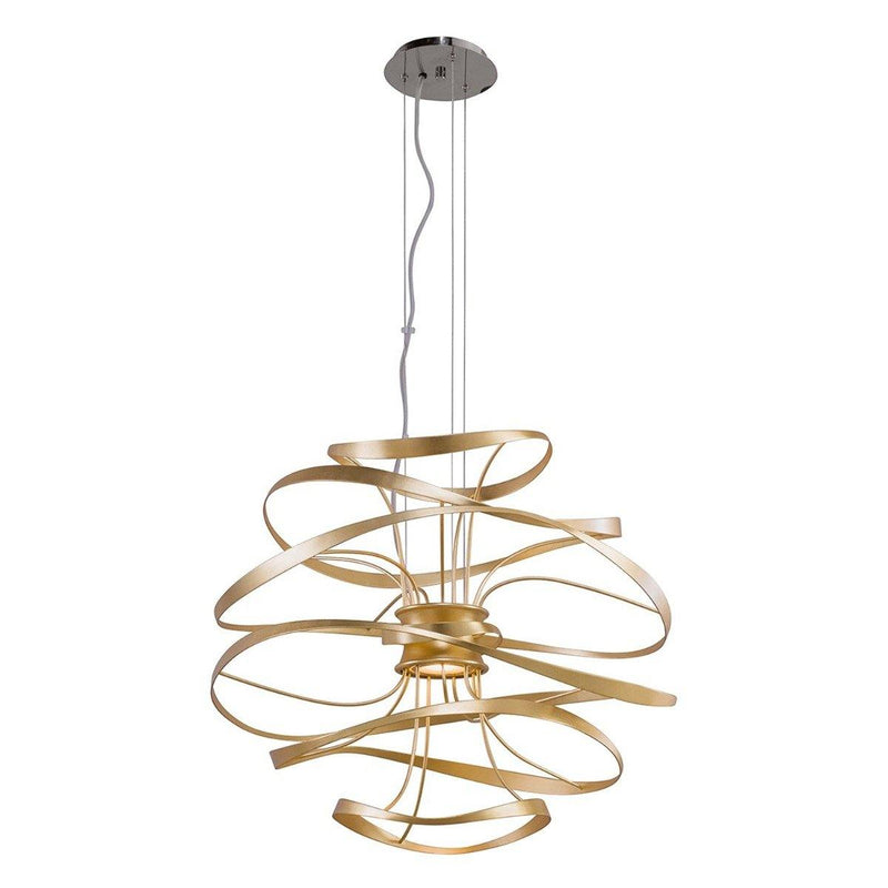 Calligraphy Chandelier by Corbett, Finish: Gold Leaf with Polished Stainless-Corbett Lighting, Size: Medium,  | Casa Di Luce Lighting