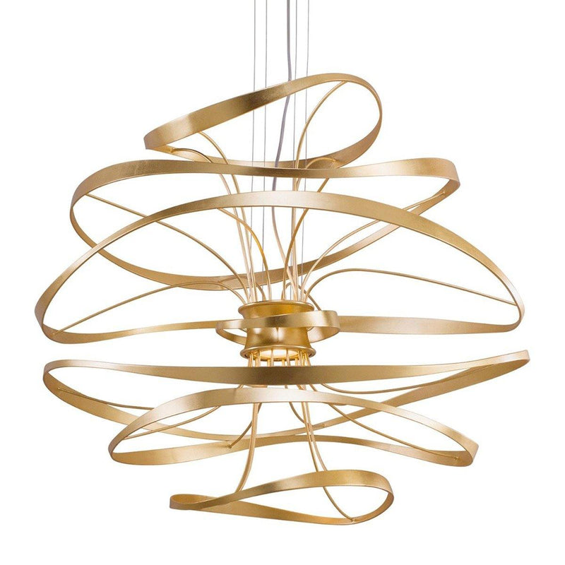 Calligraphy Chandelier by Corbett, Finish: Silver Leaf with Polished Stainless-Corbett Lighting, Gold Leaf with Polished Stainless-Corbett Lighting, Size: Small, Medium, Large, X-Large,  | Casa Di Luce Lighting