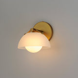 Domain Wall Sconce By Studio M, Finish: Natural Aged Brass, Shade Color: Frosted