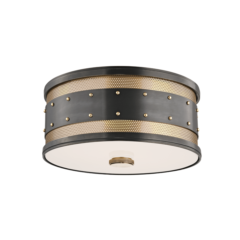 Gaines Flushmount by Hudson Valley, Finish: Brass Aged, Nickel Polished, Aged Old Bronze-Hudson Valley, Historic Nickel-Hudson Valley, Size: Small, Large,  | Casa Di Luce Lighting