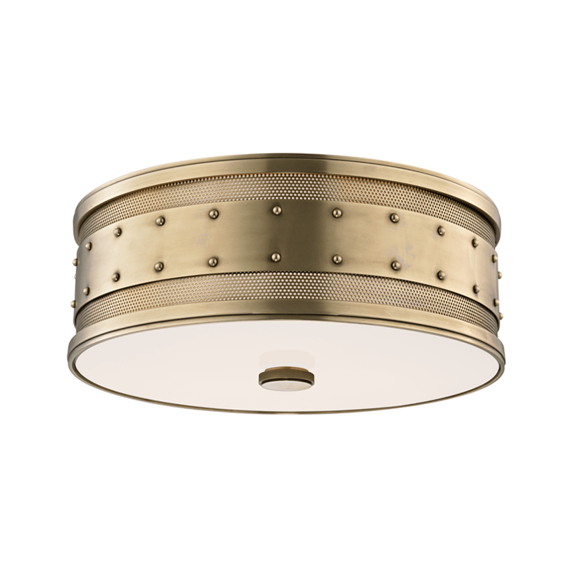 Gaines Flushmount by Hudson Valley, Finish: Brass Aged, Size: Large,  | Casa Di Luce Lighting