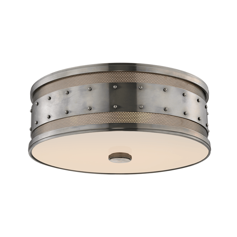 Gaines Flushmount by Hudson Valley, Finish: Historic Nickel-Hudson Valley, Size: Large,  | Casa Di Luce Lighting