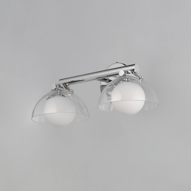 Domain 2 Light Wall Sconce By Studio M, Finish: Polished Chrome, Shades Color: Clear
