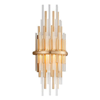 Gold Leaf with Polished Stainless-Small Theory Wall Sconce by Corbett Lighting