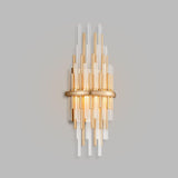 Gold Leaf with Polished Stainless-Small Theory Wall Sconce by Corbett Lighting
