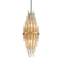 Gold Leaf with Polished Stainless Theory Pendant by Corbett Lighting