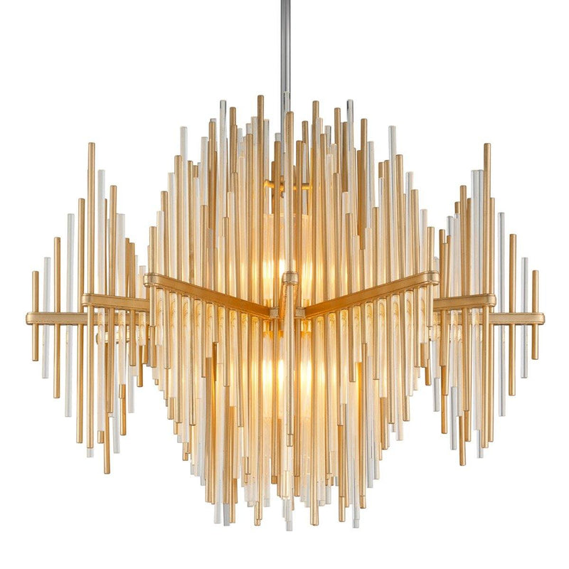 Gold Leaf with Polished Stainless-Large Theory Chandelier by Corbett Lighting
